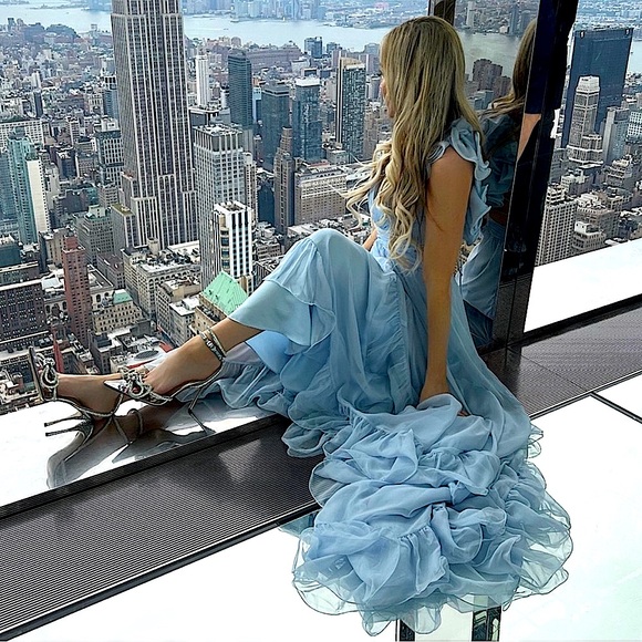 MAC DUGGAL RUFFLE TIERED CUTOUT CHIFFON GOWN ADJUSTABLE LACE UP BK 67911 SIZE 2 - Picture 9 of 13